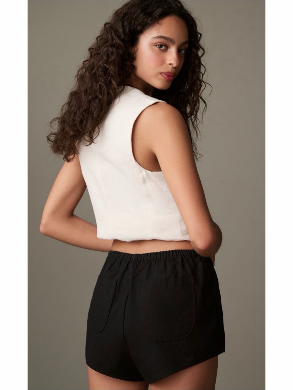 Anthropologie Linen Pull On Tap Shorts Black Cotton Linen Relaxed Fit Medium - Picture 5 of 6